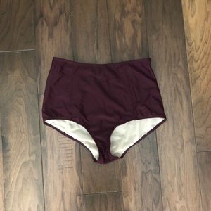 Kortni Jeane high-wasted maroon swim bottoms